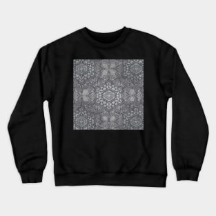 Black grey lineart doodle geometric floral mandala Crewneck Sweatshirt